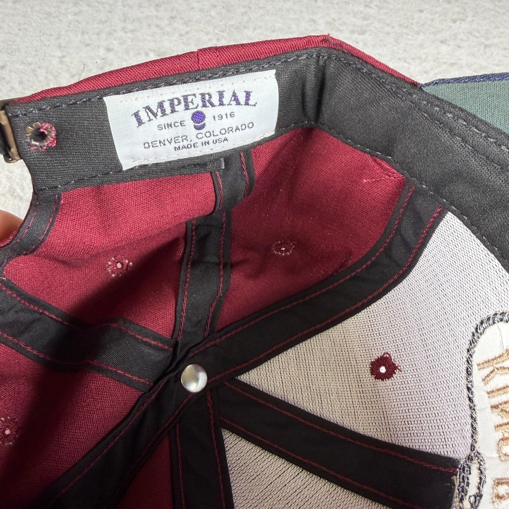 King Ropes Sheridan Wyo Imperial Hat Maroon Navy Blue Leather Strapback USA Made - Picture 7 of 7